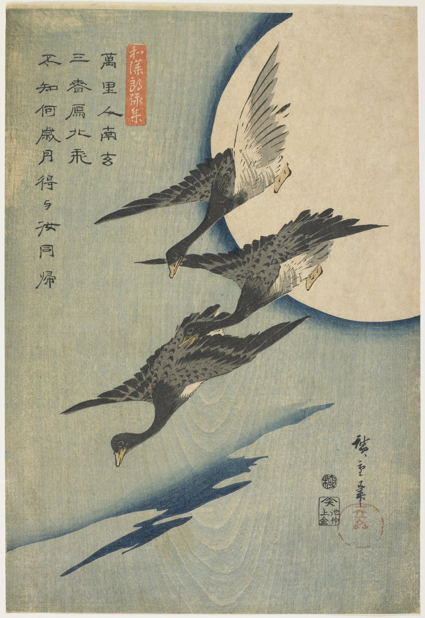 Oche contro la luna, 1837-44 da Utagawa Hiroshige