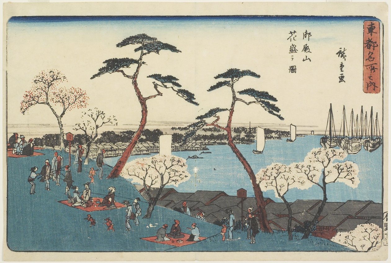 Collina di Gotenyama in fiore, 1830-1844 da Utagawa Hiroshige