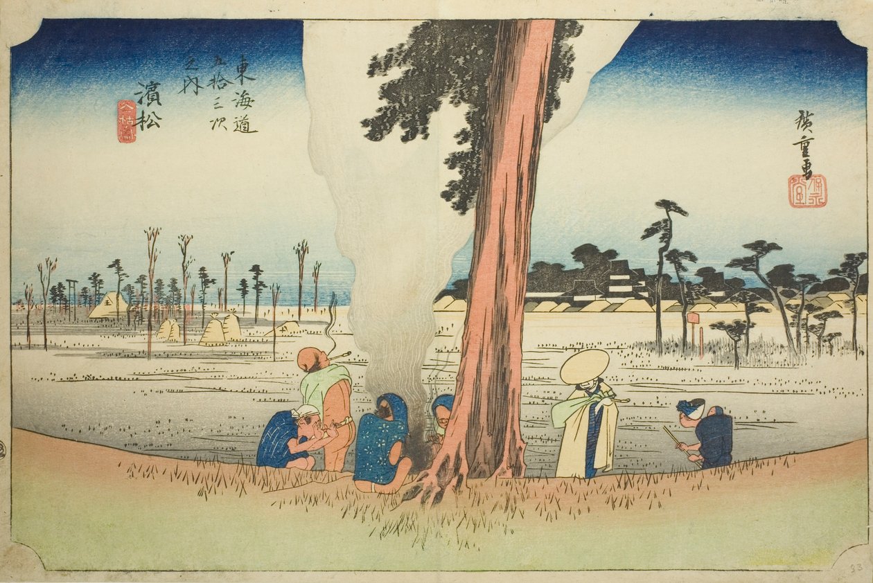 Hamamatsu: Scena invernale (Hamamatsu, fuyugare no zu), dalla serie "Le cinquantatré stazioni del Tokaido (Tokaido gojusan tsugi no uchi)," conosciuta anche come il Tokaido di Hoeido da Utagawa Hiroshige