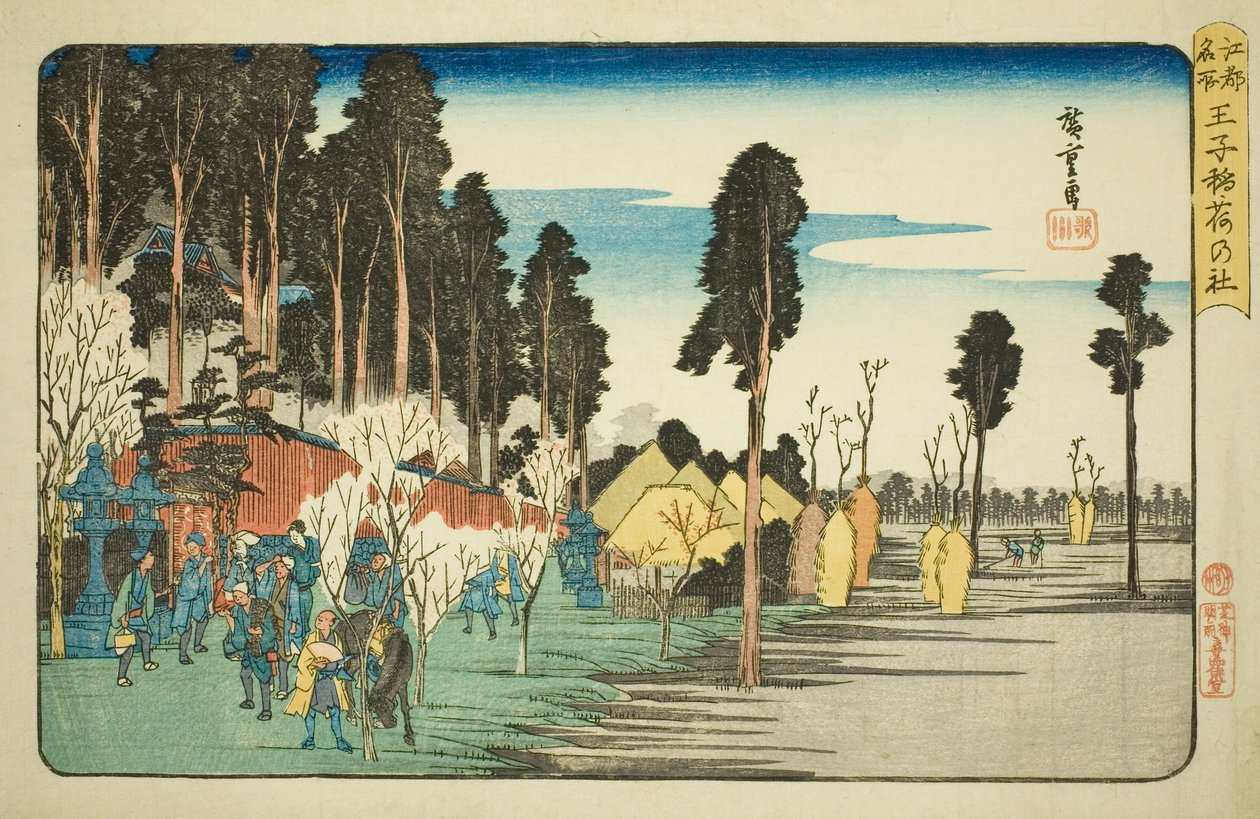 Santuario Inari a Oji (Oji Inari no yashiro), dalla serie "Luoghi famosi di Edo (Koto meisho)" da Utagawa Hiroshige