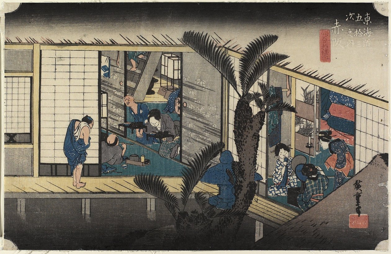 Locanda con Cameriere, Akasaka da Utagawa Hiroshige
