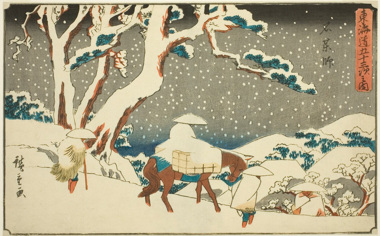 Ishiyakushi, dalla serie "Le cinquantatré stazioni del Tokaido (Tokaido gojusan tsugi no uchi)", conosciuta anche come il Gyosho Tokaido da Utagawa Hiroshige
