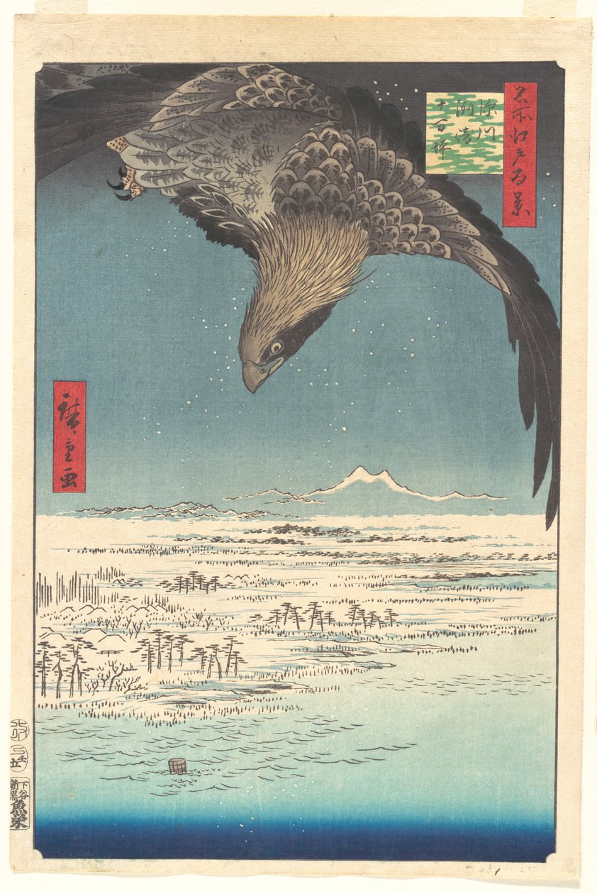 “La pianura di Jūmantsubo a Fukagawa Susaki”, dalla serie “Cento vedute famose di Edo” da Utagawa Hiroshige