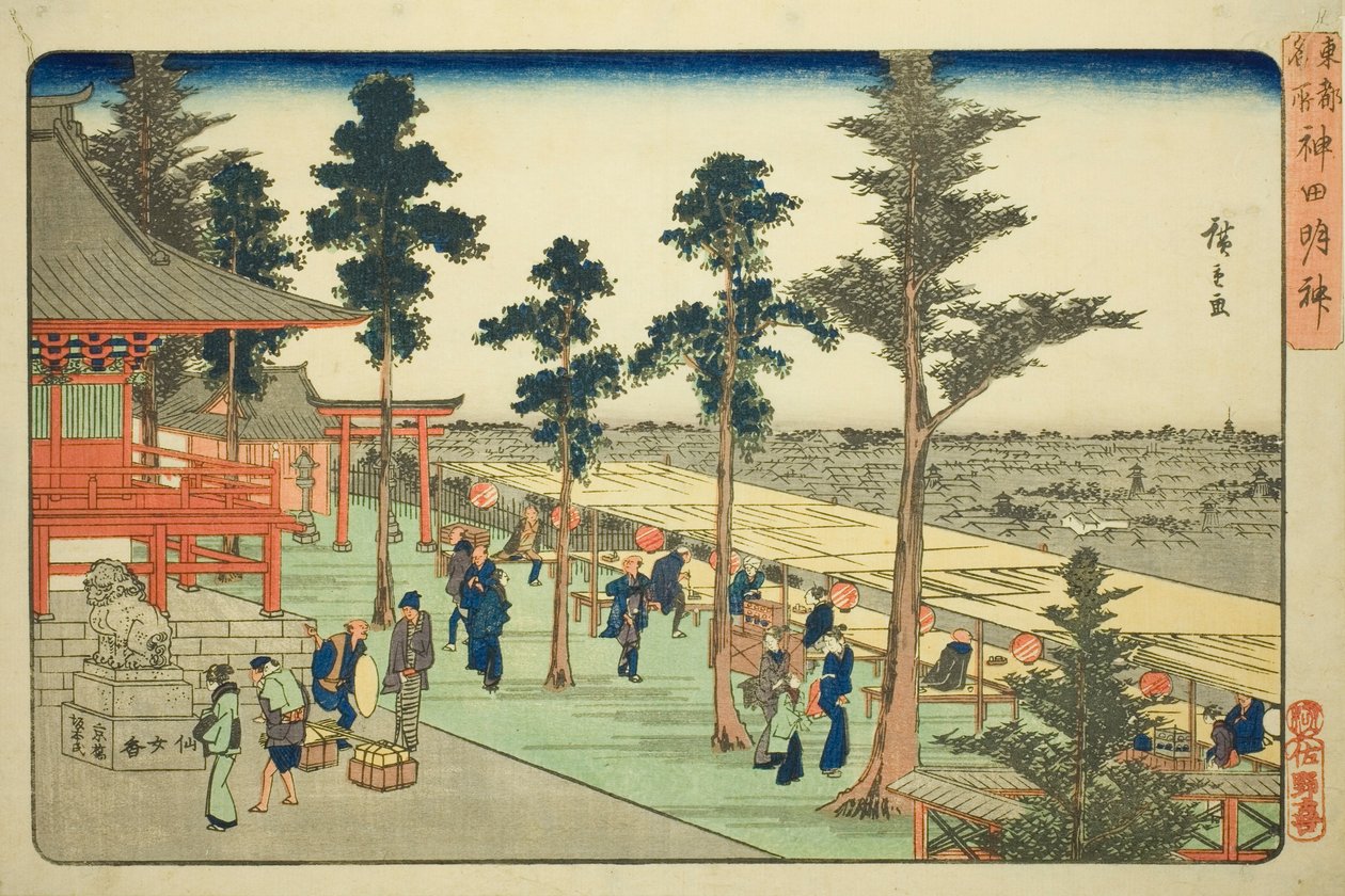 Santuario Kanda Myojin, dalla serie "Luoghi famosi della capitale orientale" da Utagawa Hiroshige