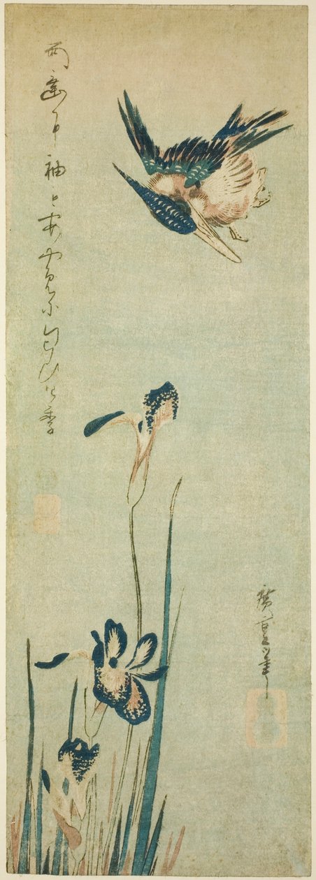 Martin pescatore e iris da Utagawa Hiroshige