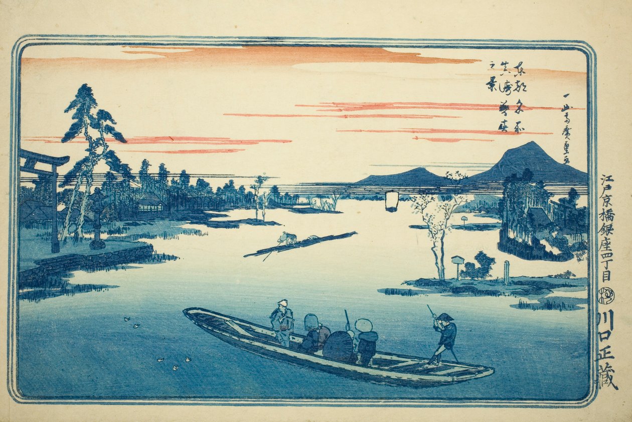 Tarda primavera a Massaki (Massaki boshun no kei), dalla serie "Vedute famose della capitale orientale (Toto meisho)" da Utagawa Hiroshige
