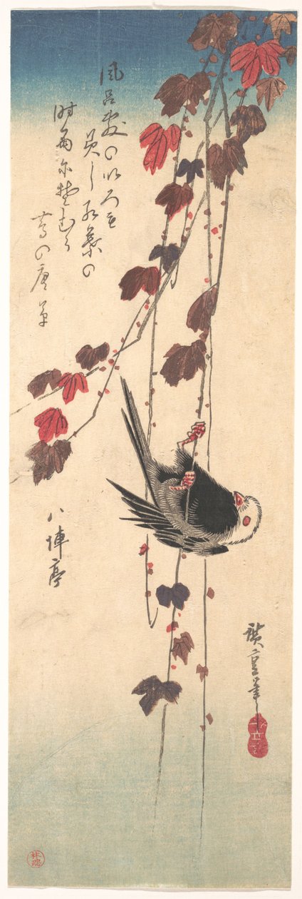 Cincia dalla coda lunga su un rampicante autunnale da Utagawa Hiroshige