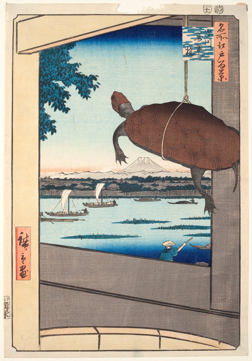 Ponte Mannen, Fukagawa, dalla serie "Cento vedute famose di Edo". da Utagawa Hiroshige