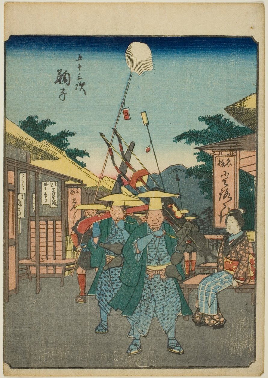 Mariko, dalla serie "Cinquantatré Stazioni [del Tokaido] (Gojusan tsugi)," anche conosciuta come il Tokaido delle Figure (Jinbutsu Tokaido) da Utagawa Hiroshige