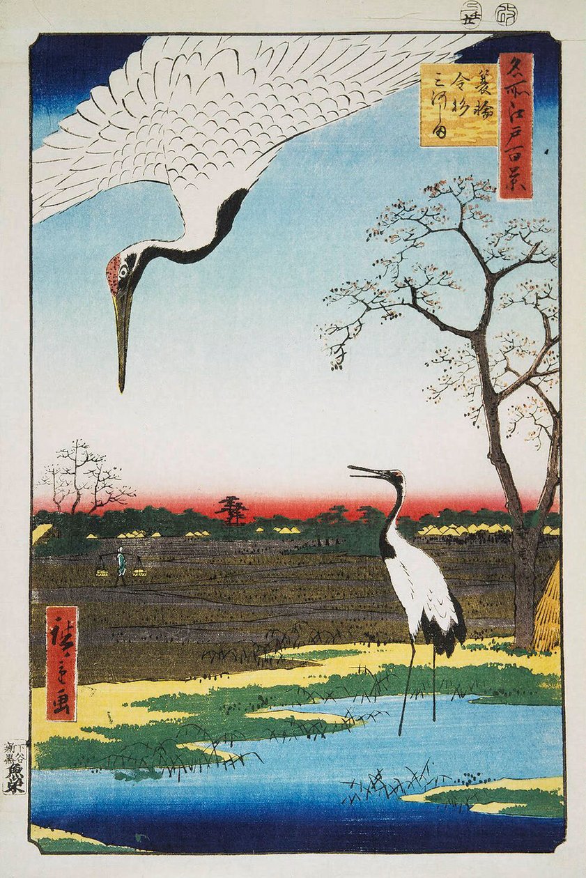 Isola di Mikawa, Kanasugi e Minowa Cento famose vedute di Edo da Utagawa Hiroshige