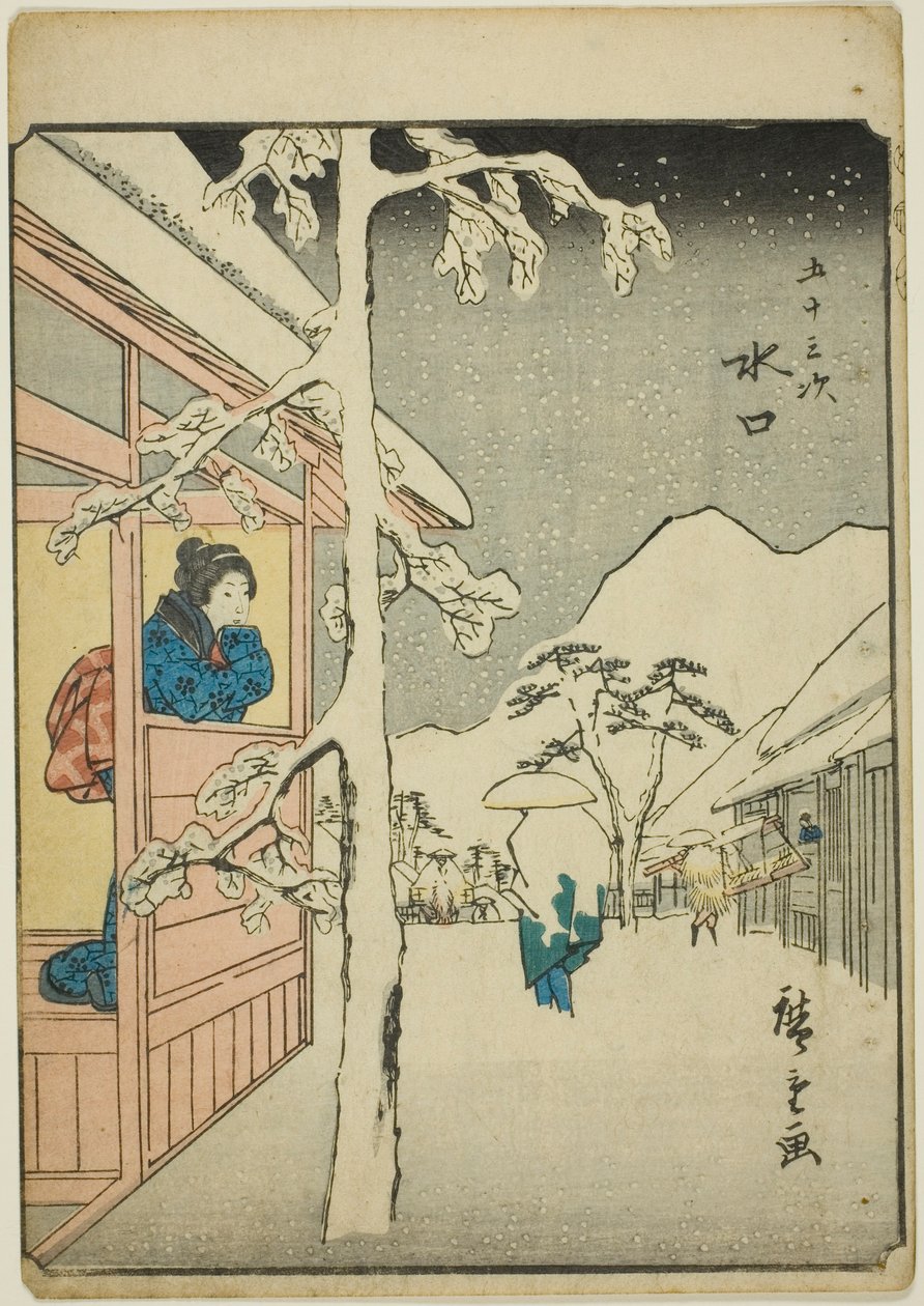 Minakuchi, dalla serie "Le cinquantatré stazioni del Tokaido" da Utagawa Hiroshige
