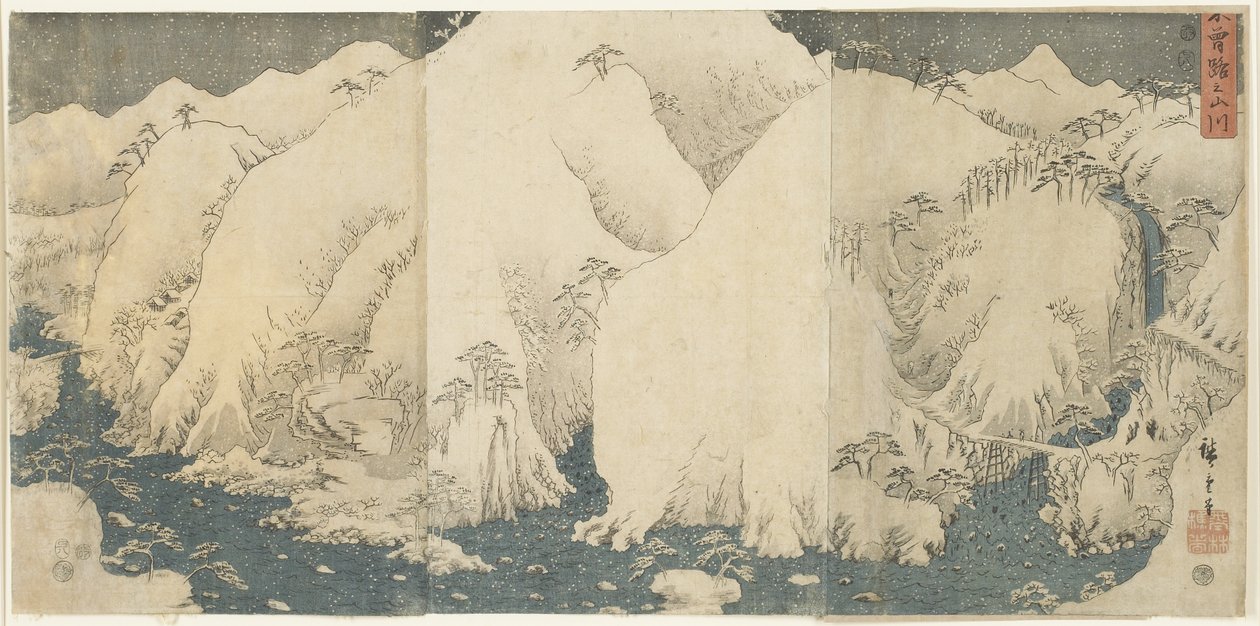 Montagna e fiume al Passo di Kiso, agosto 1857 da Utagawa Hiroshige