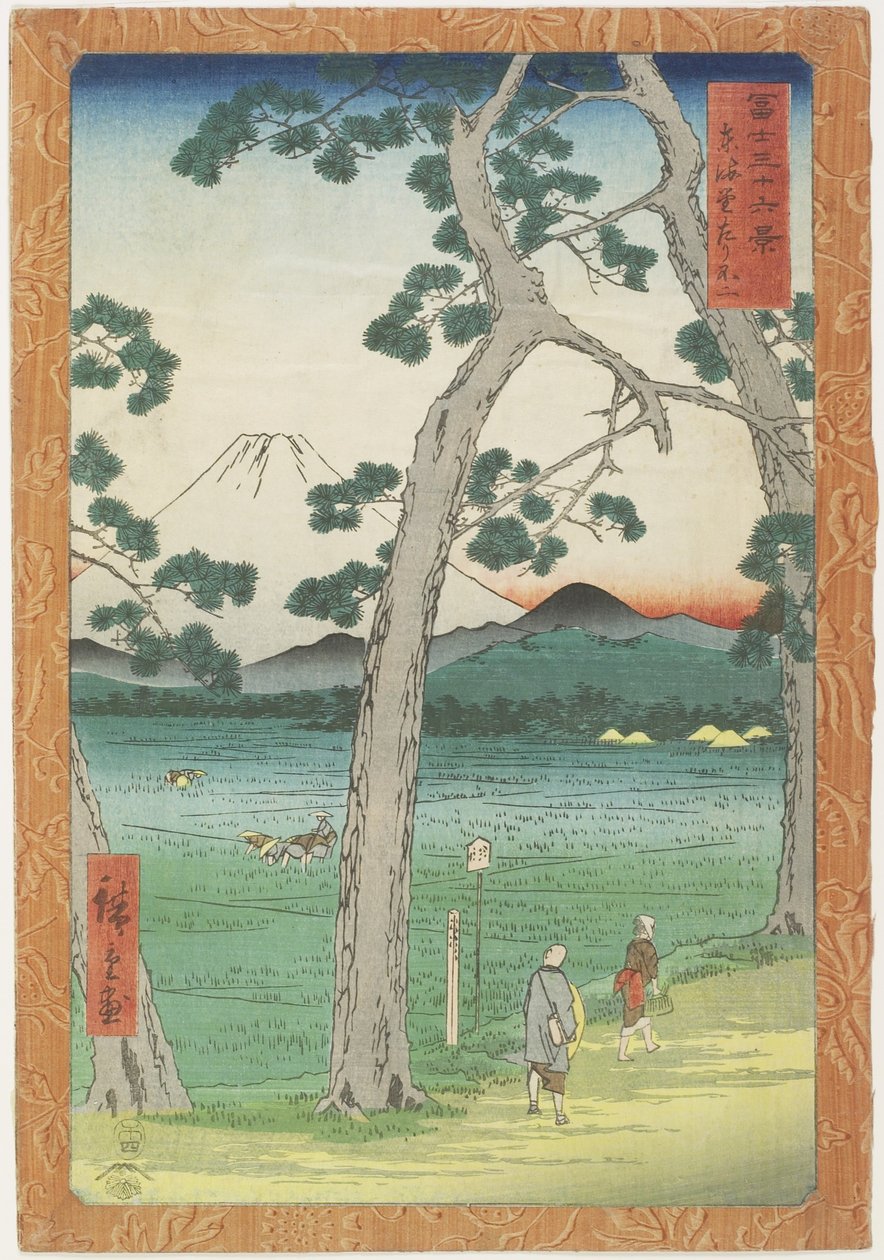 Il Monte Fuji a sinistra visto dalla strada To_kaido_, aprile 1858 da Utagawa Hiroshige