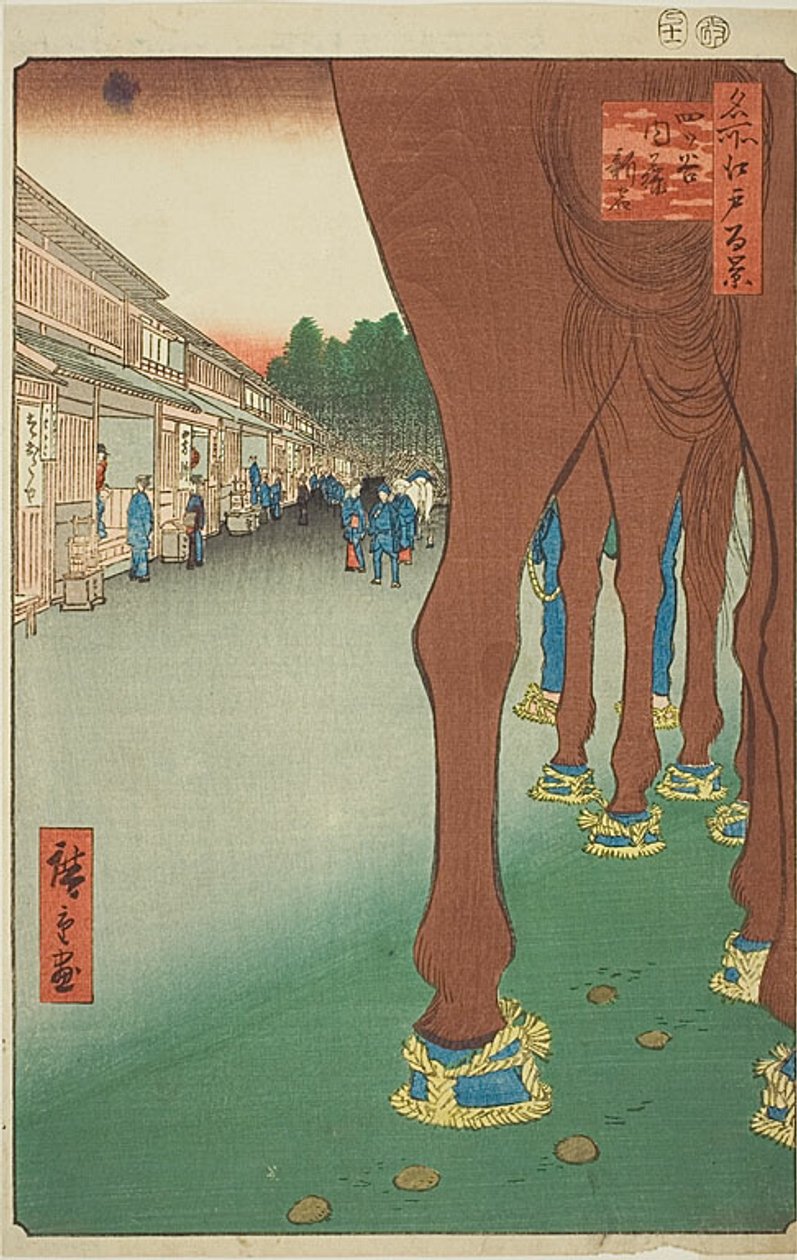 Naito Shinjuku a Yotsuya (Yotsuya Naito Shinjuku), n. 86 della serie "Cento vedute famose di Edo (Meisho Edo hyakkei)". da Utagawa Hiroshige