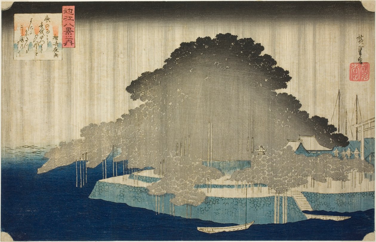 Pioggia notturna a Karasaki, dalla serie "Otto vedute di Omi" da Utagawa Hiroshige