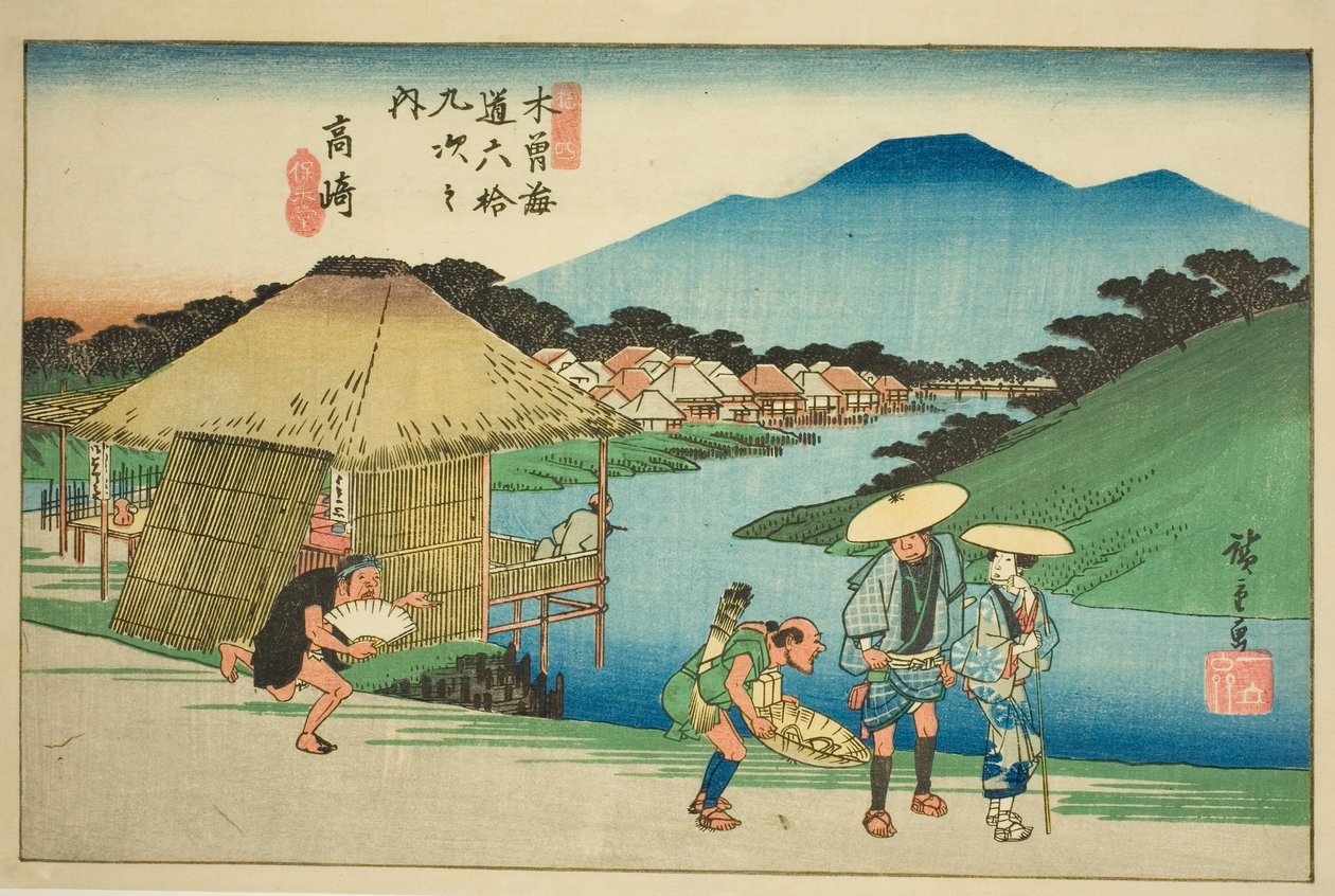 N. 14: Takasaki, dalla serie "Sessantanove stazioni del Kisokaido (Kisokaido rokujukyu tsugi no uchi)" da Utagawa Hiroshige