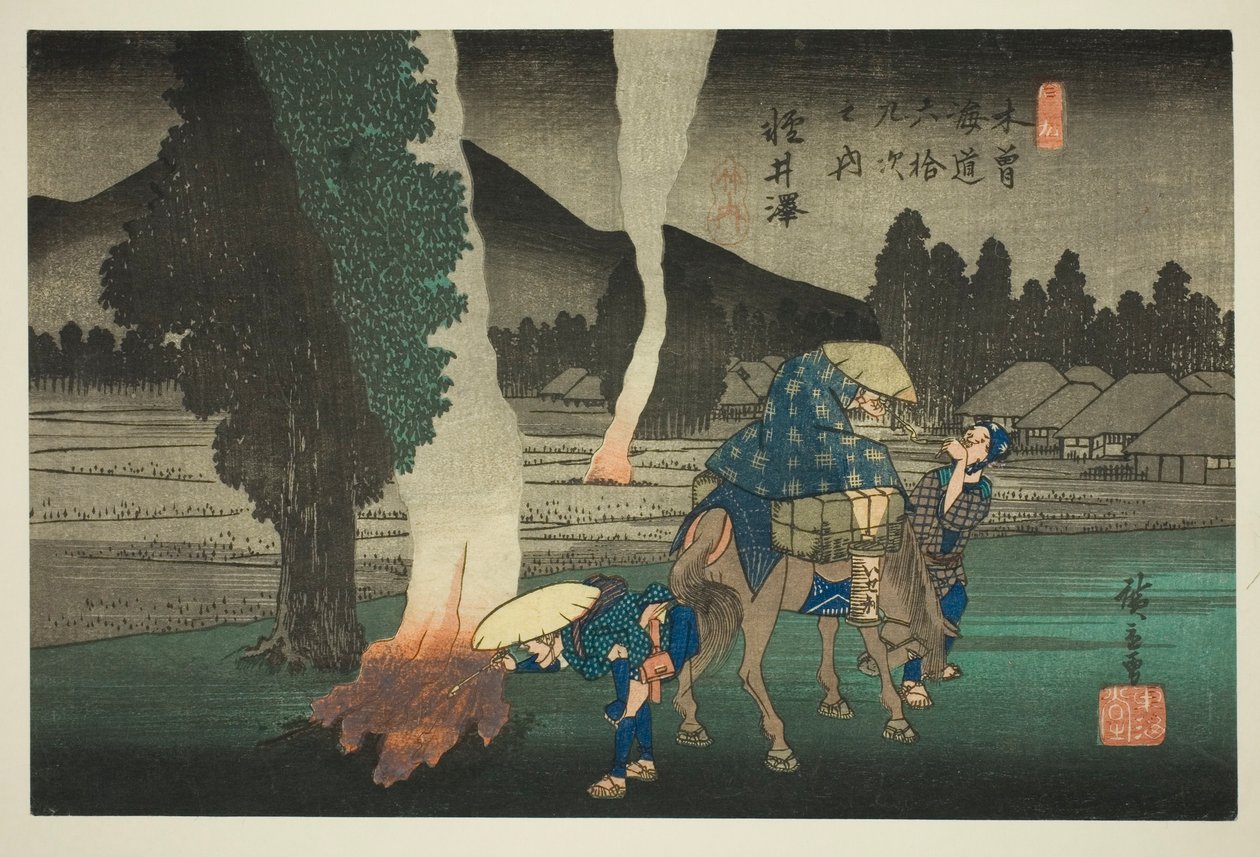 N. 19: Karuizawa, dalla serie "Sessantanove stazioni del Kisokaido (Kisokaido rokujukyu tsugi no uchi)" da Utagawa Hiroshige