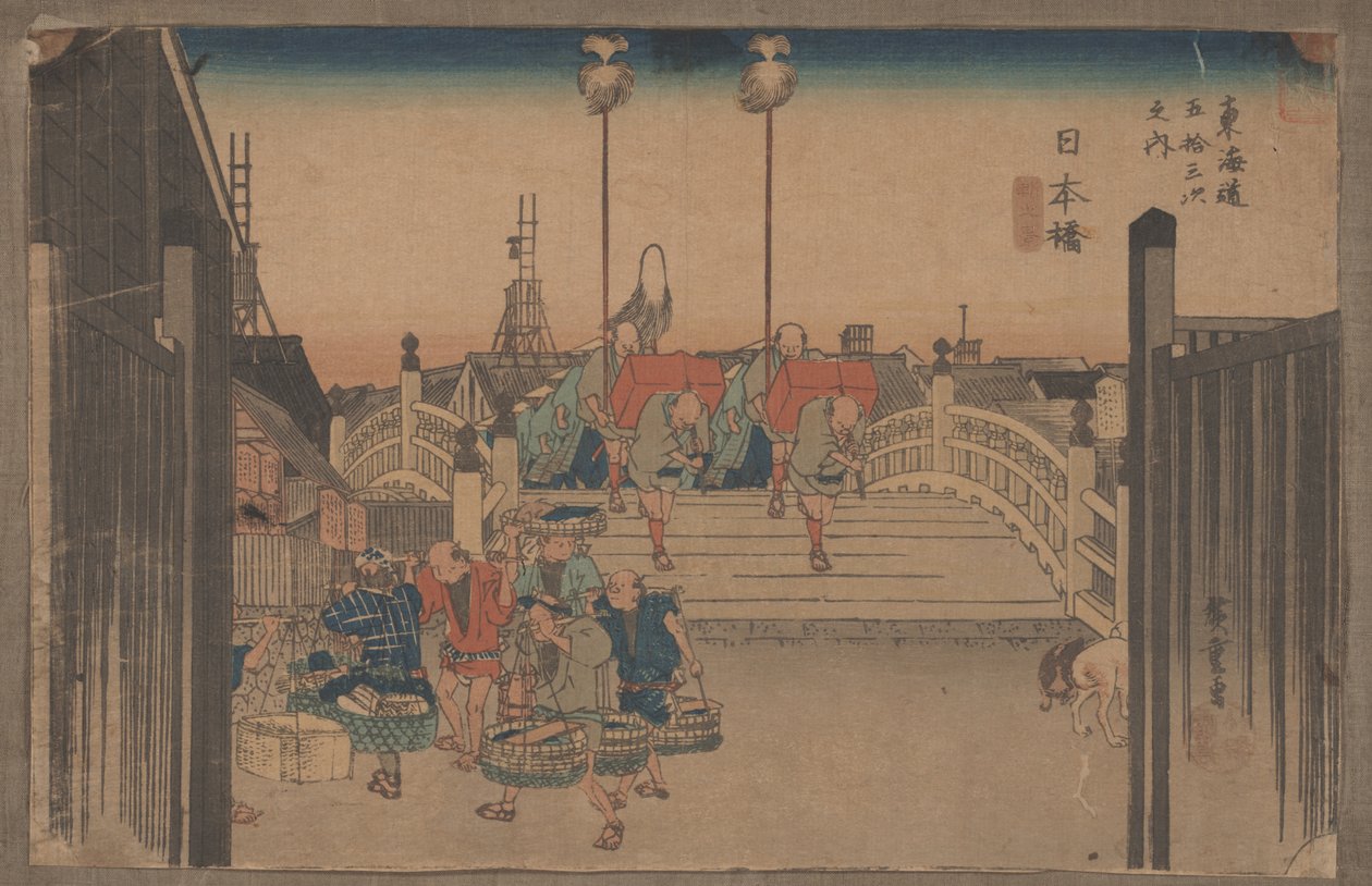 Nihonbashi: Scena mattutina (dalla serie 53 Stazioni del Tokaido) da Utagawa Hiroshige