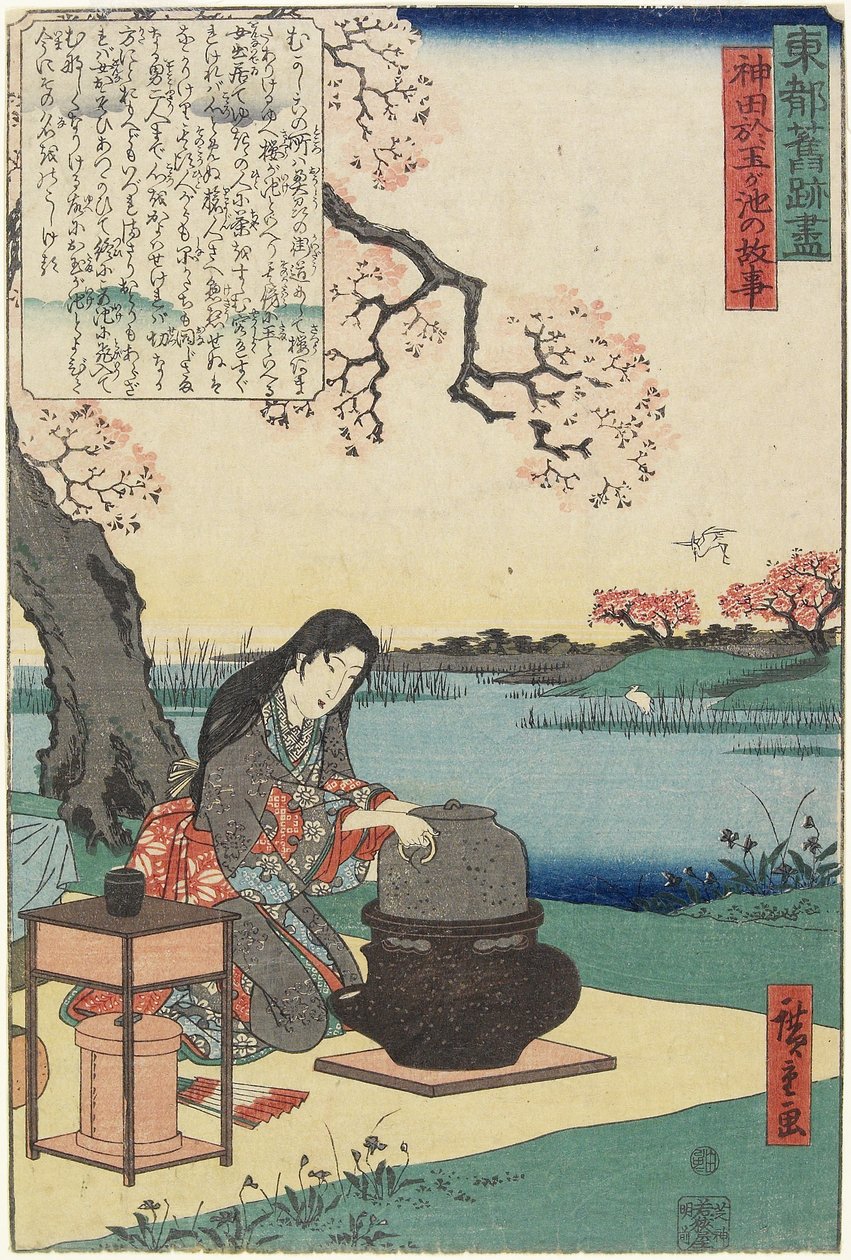 Vecchia storia dello stagno di Otama a Kanda, inizio XIX secolo da Utagawa Hiroshige