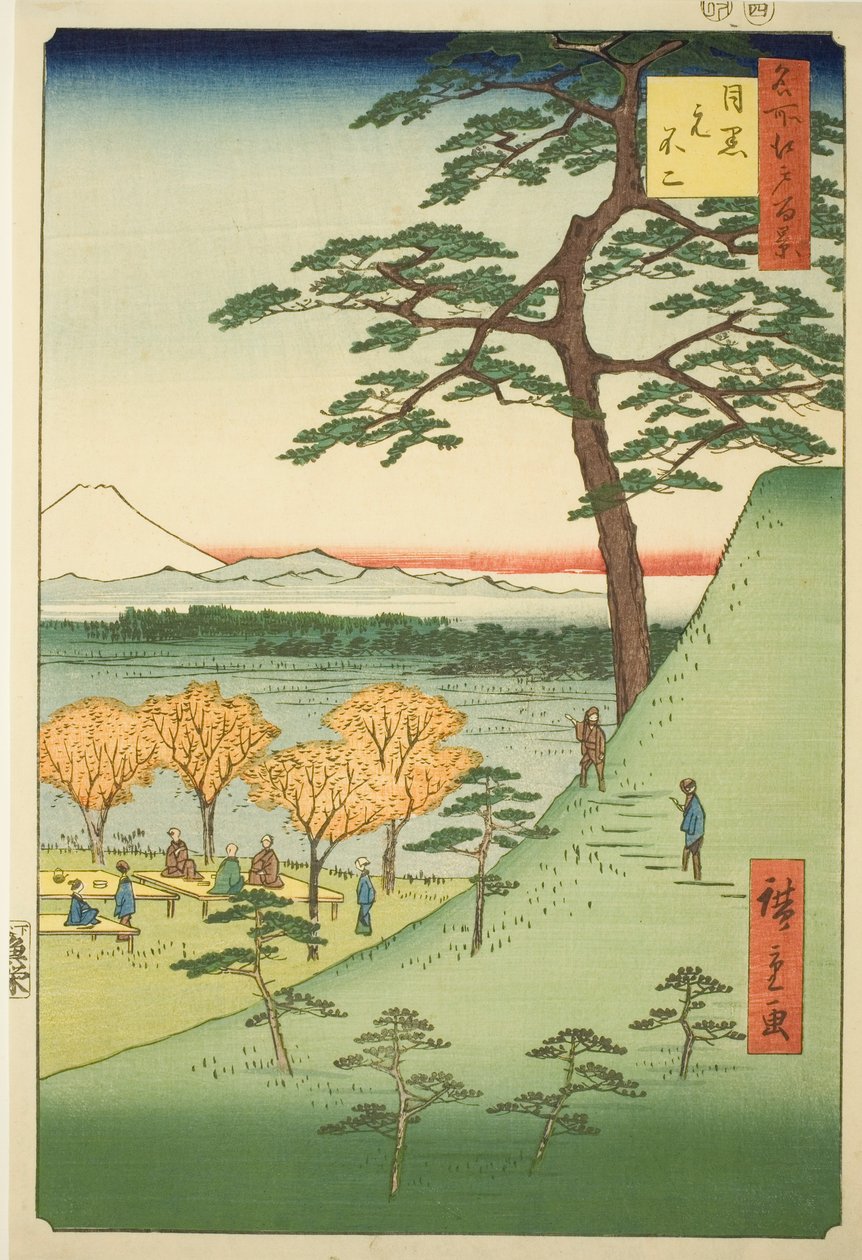 Fuji originale, Meguro, dalla serie "Cento vedute famose di Edo" da Utagawa Hiroshige