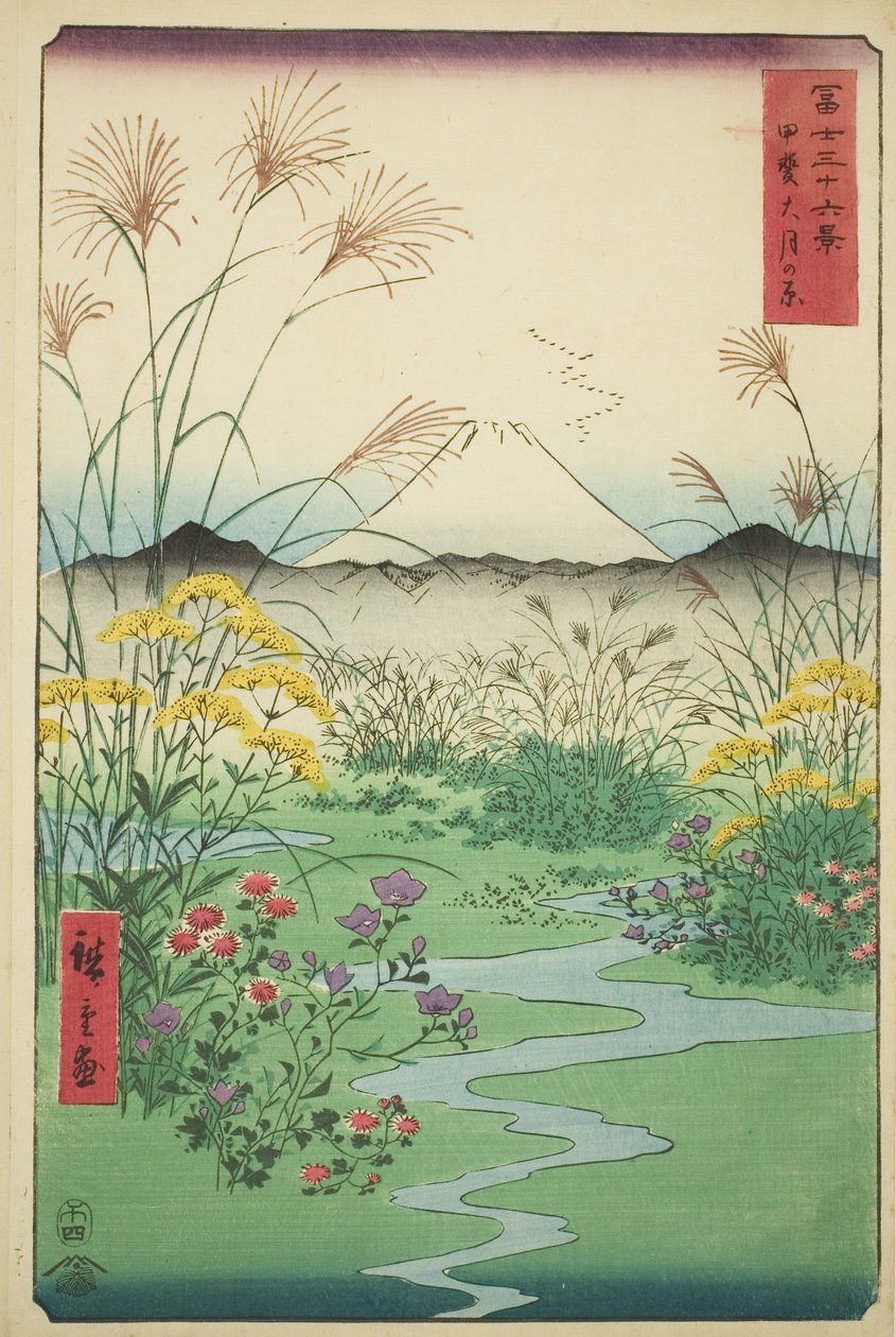 Pianura di Otsuki nella provincia di Kai, dalla serie "Trentasei vedute del Monte Fuji" da Utagawa Hiroshige