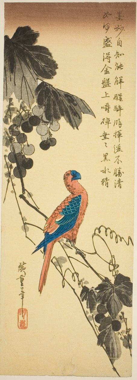 Pappagallo su una vite da Utagawa Hiroshige