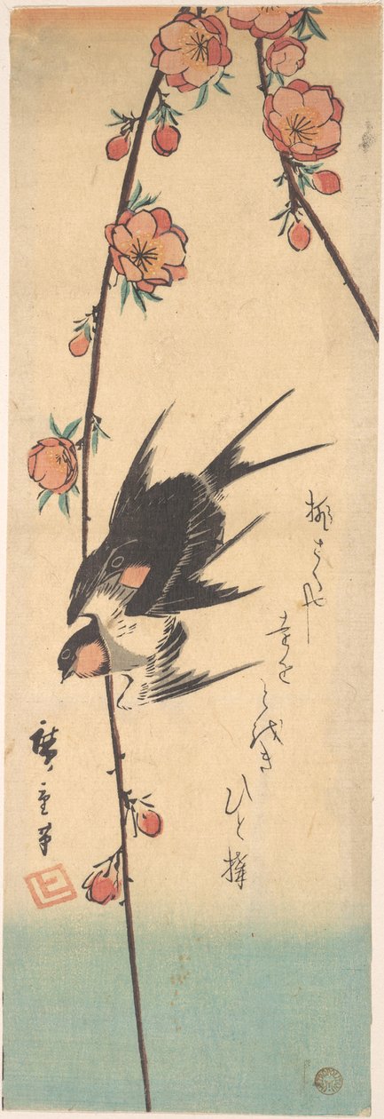 Birnenblüten und Schwalben da Utagawa Hiroshige