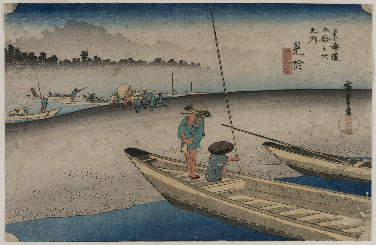 Immagine del fiume Tenryu vicino a Mitsuke (Stazione 29), dalla serie Cinquantatré stazioni del Tokaido da Utagawa Hiroshige