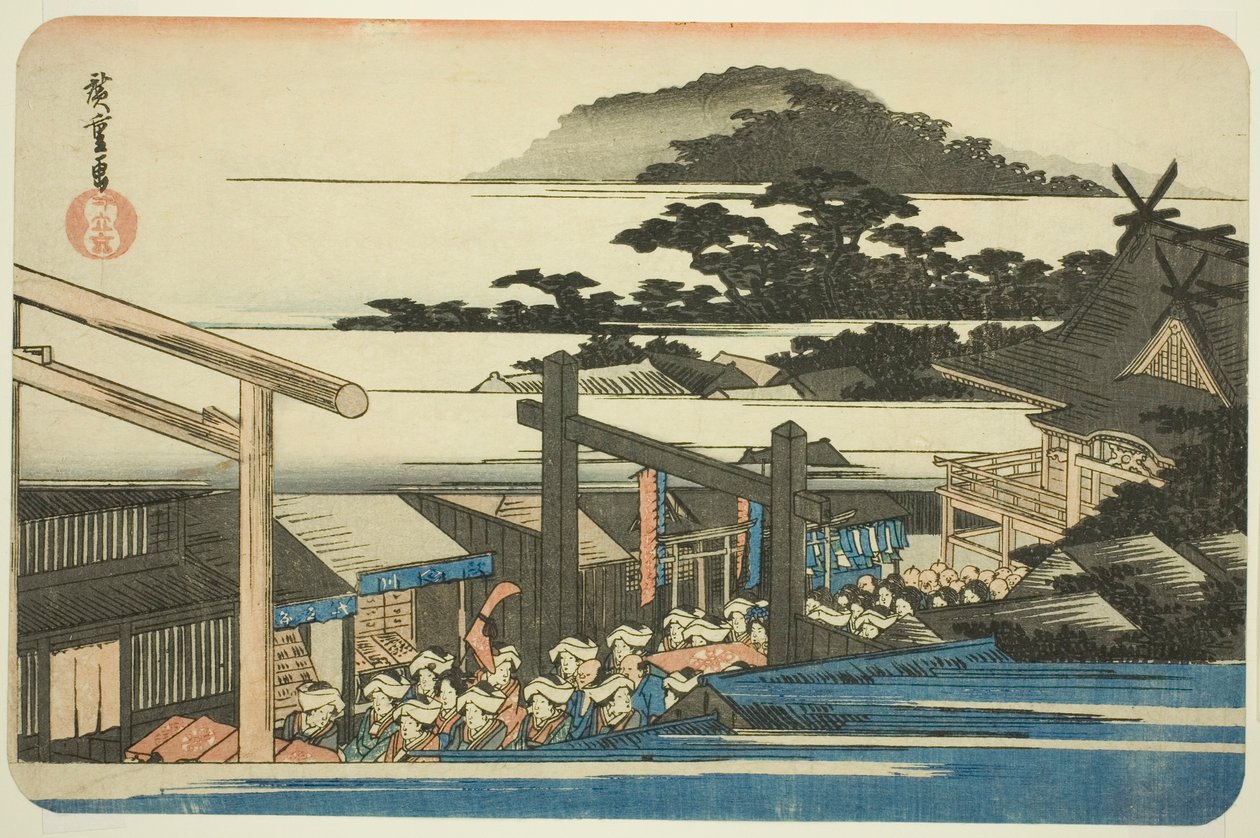Recinti del santuario Shiba Shinmei, dalla serie "Luoghi famosi della capitale orientale" da Utagawa Hiroshige