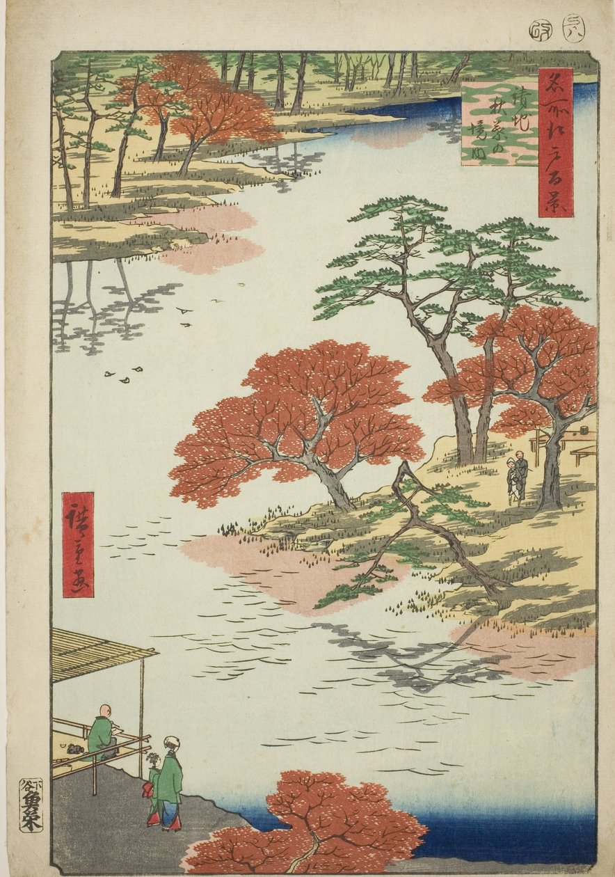 Recinti del Santuario di Akiba, Ukeji (Ukeji Akiba no keidai), dalla serie "Cento vedute famose di Edo (Meisho Edo hyakkei)" da Utagawa Hiroshige