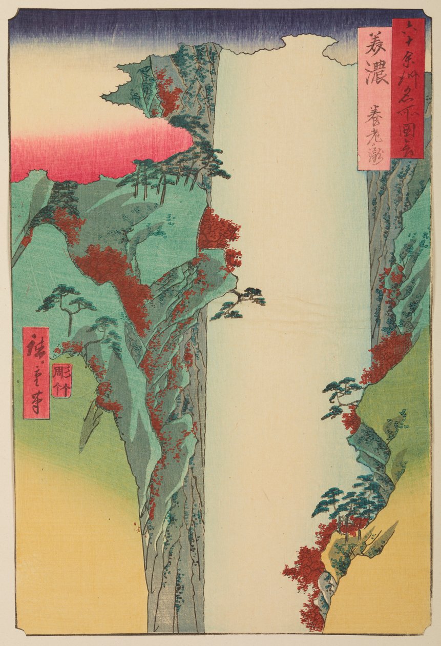 Provincia di Mino / Mino Yoro Taki, dalla serie: Vedute di luoghi famosi in poco più di sessanta province / Rokuju yoshu meisho zue da Utagawa Hiroshige