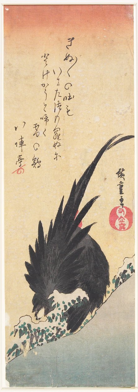 Gallo su un pendio innevato da Utagawa Hiroshige