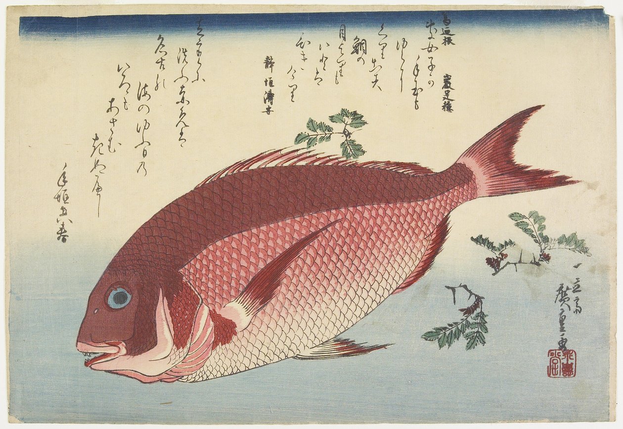 Orata e rametti di sansho, c. 1832 da Utagawa Hiroshige