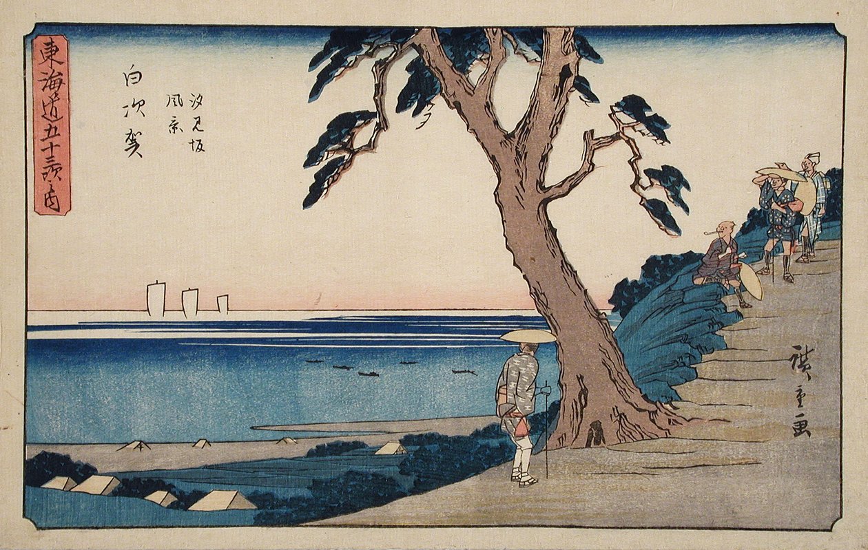 Shirasuka, vista dal pendio di Shiomizaka da Utagawa Hiroshige