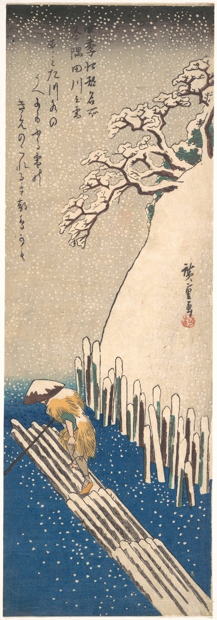 Neve sul fiume Sumida da Utagawa Hiroshige