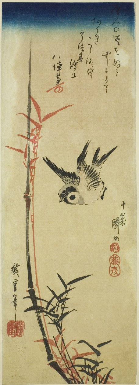 Passero e bambù da Utagawa Hiroshige