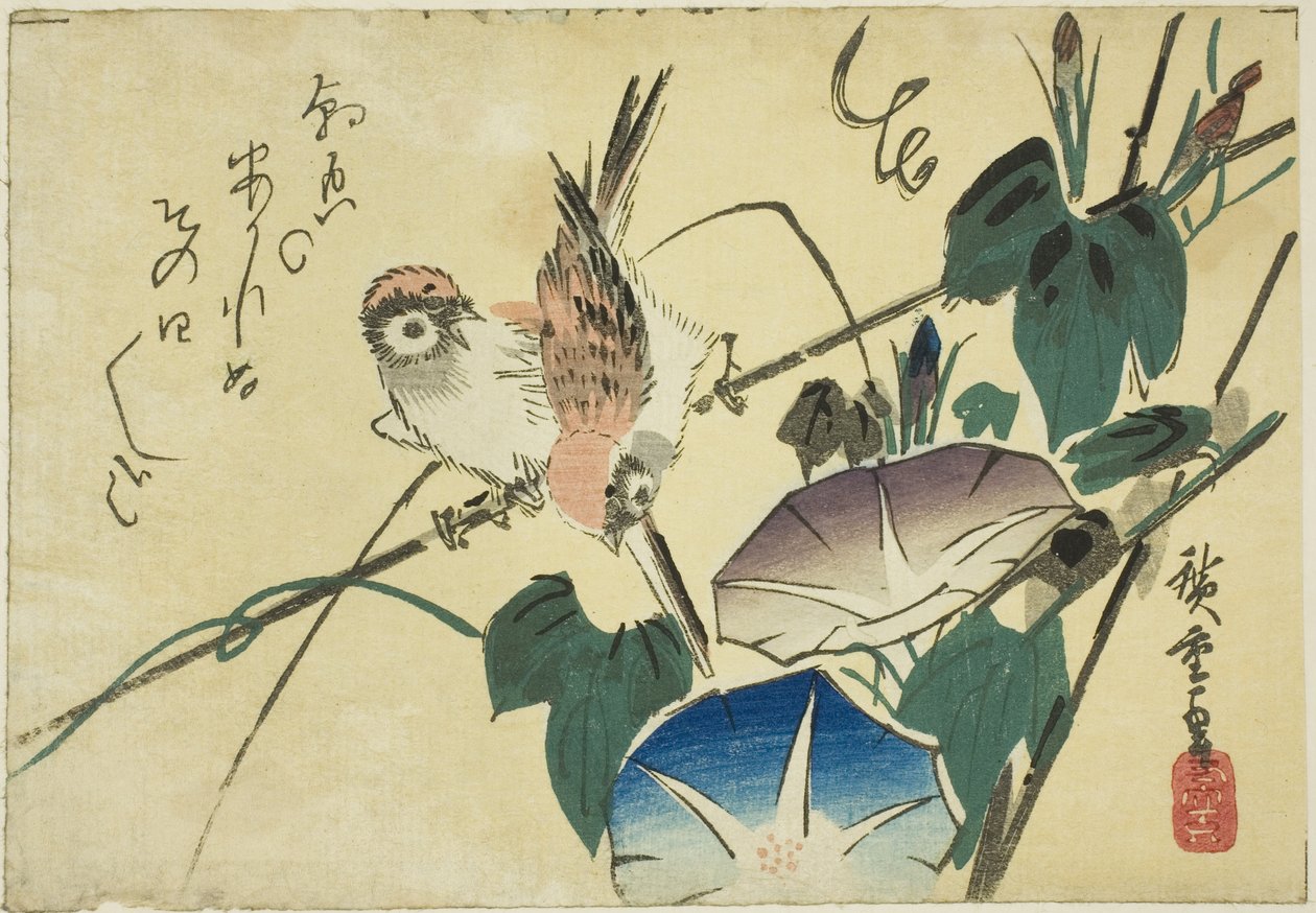 Passeri e glorie del mattino da Utagawa Hiroshige