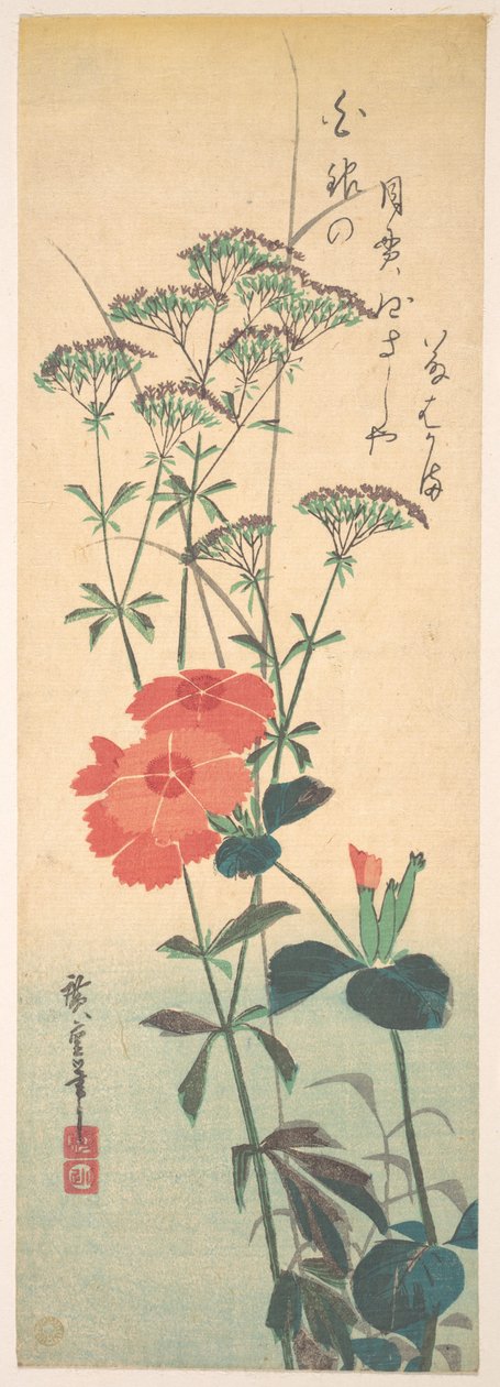Prächtige Nelken und Chinesische Agrimonie da Utagawa Hiroshige
