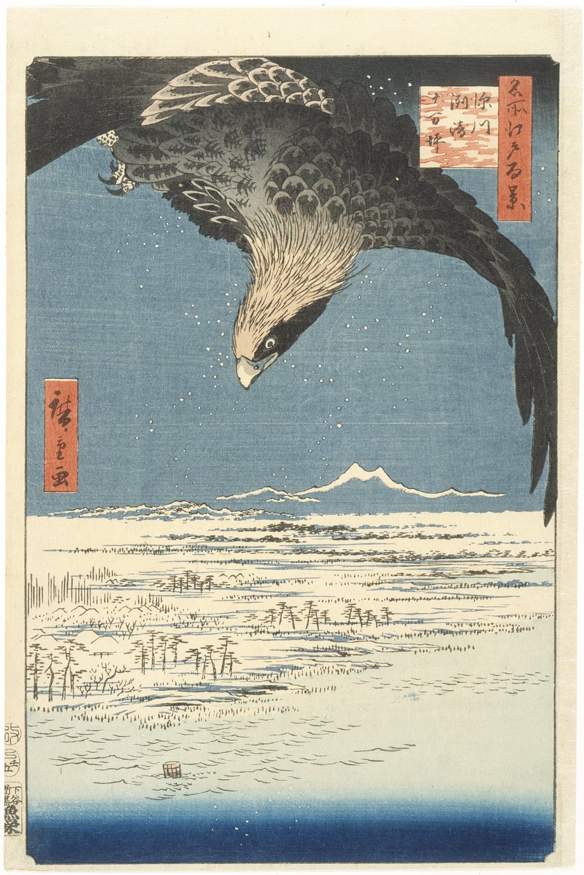 Susaki e la pianura di Jūmantsubo nei pressi di Fukagawa da Utagawa Hiroshige