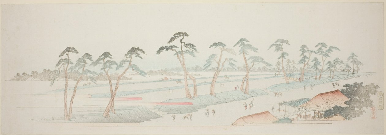Terreni di equitazione di Takada (Takada baba), dalla serie "Tredici vedute dei dintorni di Edo" da Utagawa Hiroshige