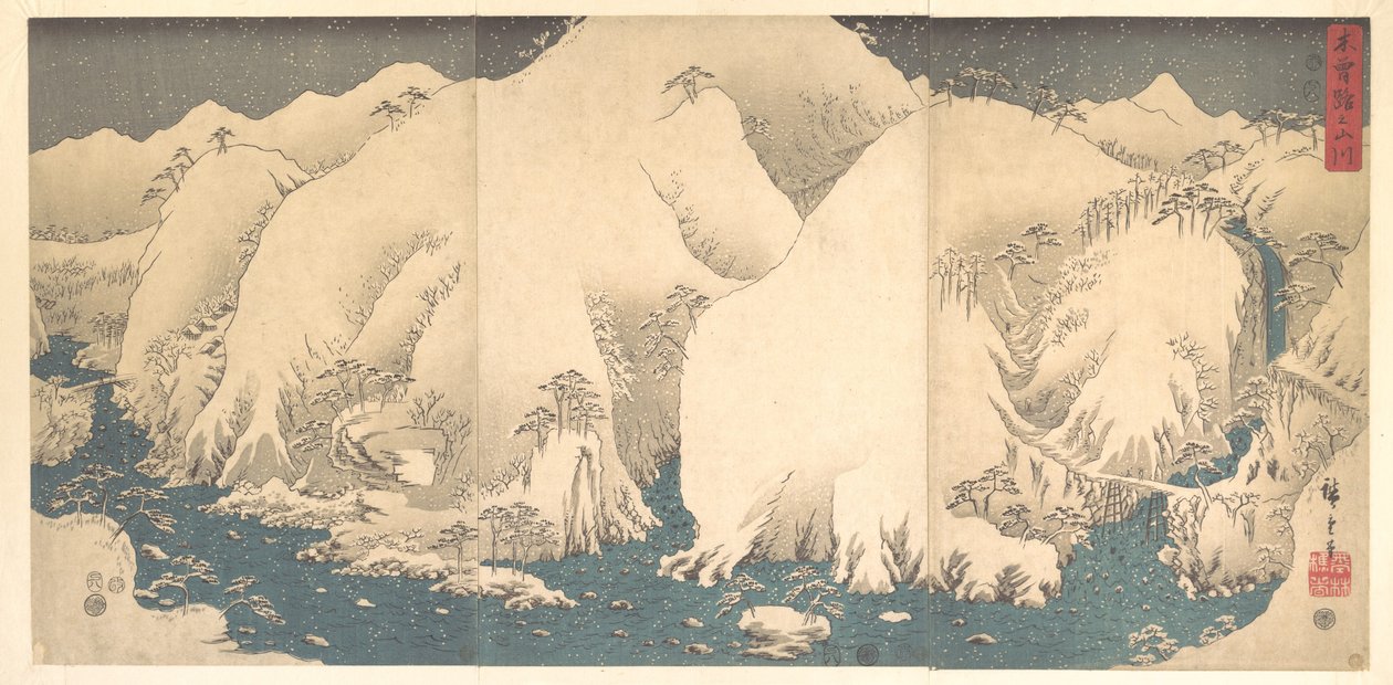 I monti Kiso innevati da Utagawa Hiroshige