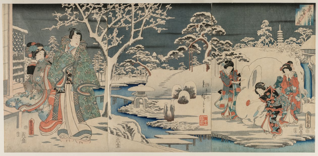 Il giardino innevato, 1854 da Utagawa Hiroshige