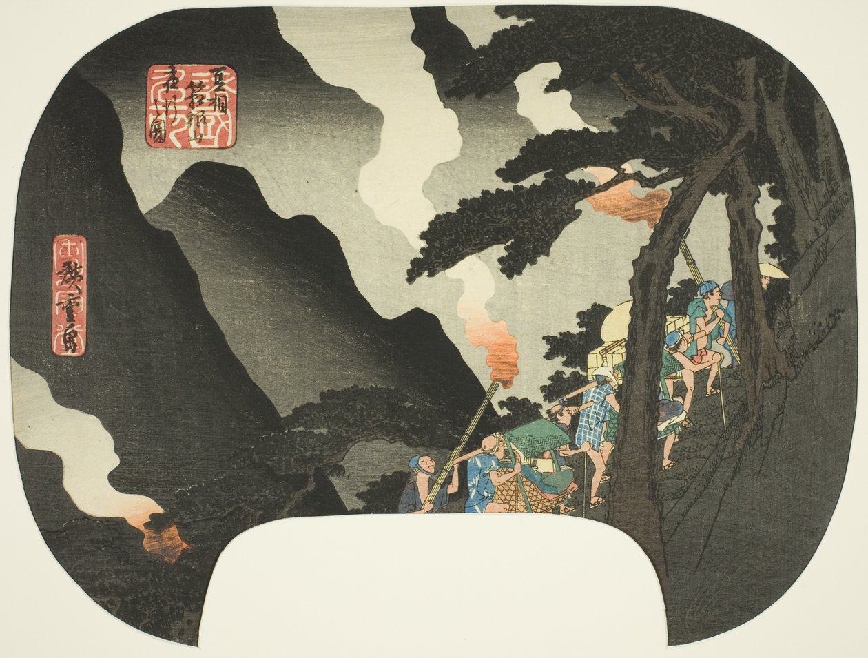 Viaggio notturno nelle montagne di Hakone al confine delle province di Izu e Sagami, dalla serie "Luoghi famosi nelle varie province" da Utagawa Hiroshige