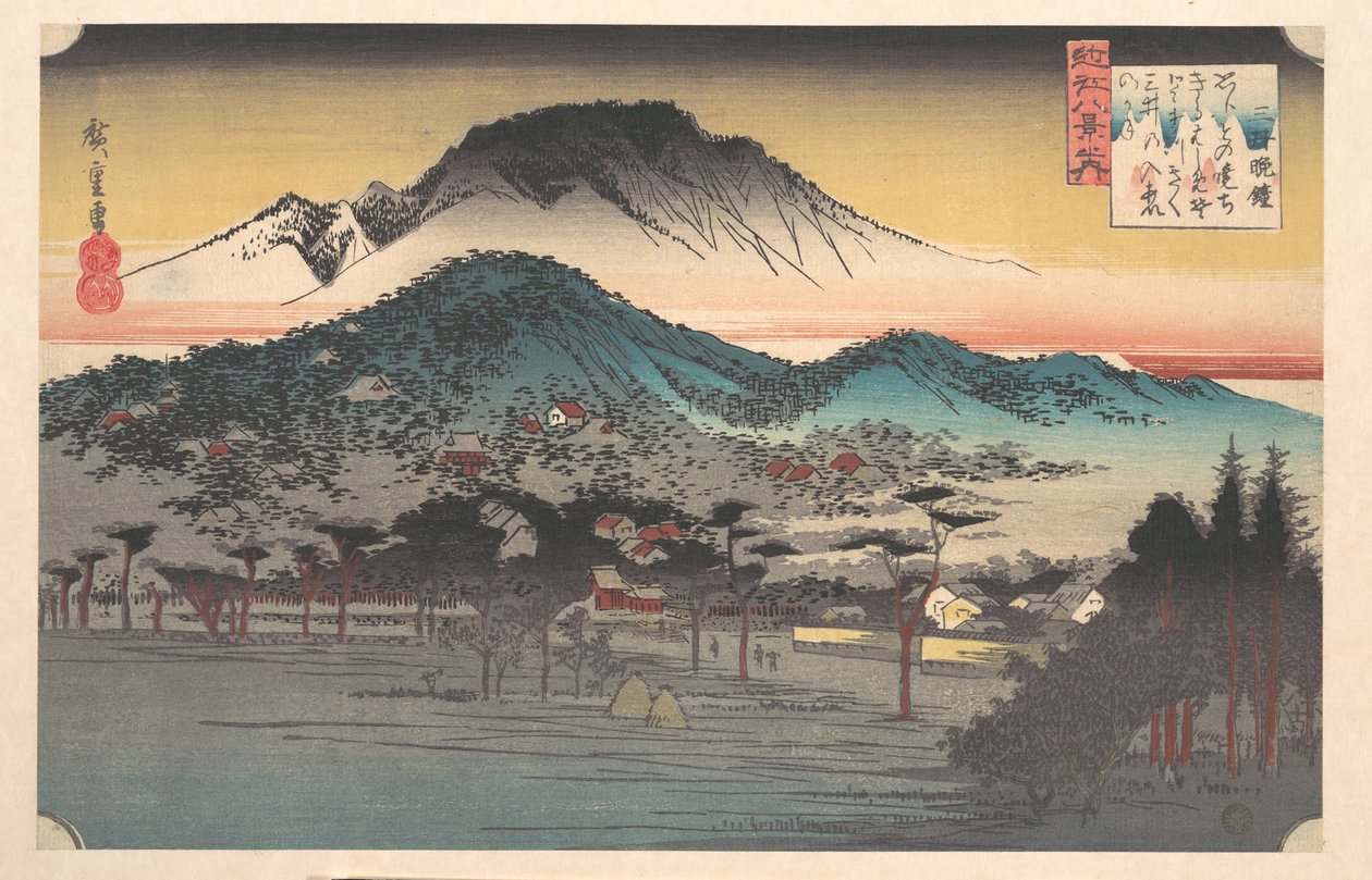 Campana del vespro al tempio di Mii, lago Biwa da Utagawa Hiroshige