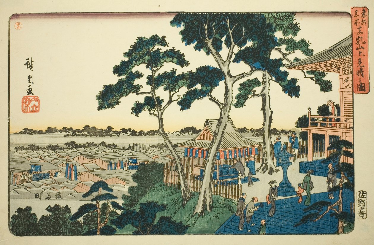 Veduta dalla Cima della Collina Matsuchi (Matsuchiyama ue miharashi no zu), dalla serie "Luoghi Famosi nella Capitale Orientale (Toto meisho)" da Utagawa Hiroshige