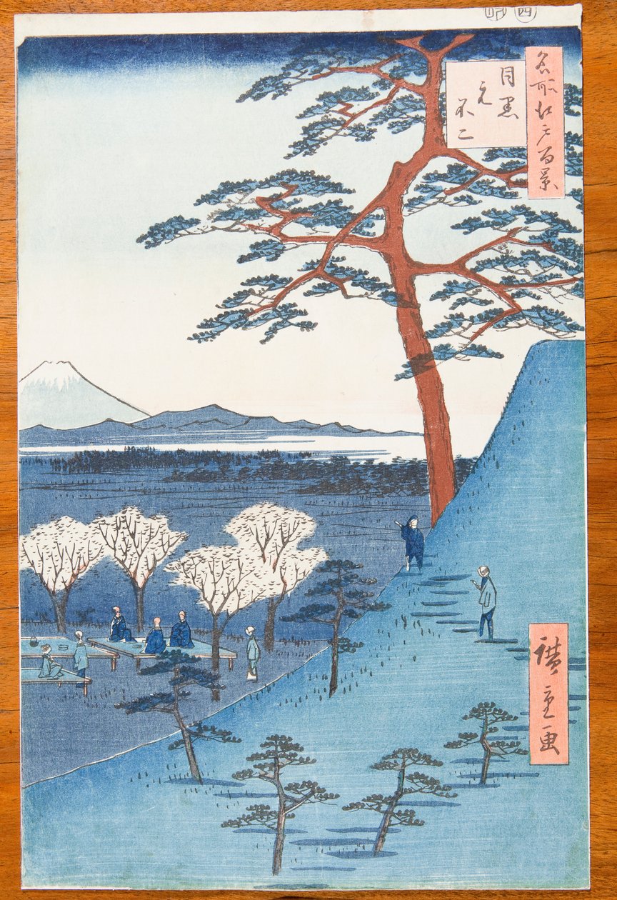 Veduta del vero Monte Fuji da Meguro - Meguro Moto-Fuji, tavola 25 della serie: Cento vedute celebri di Edo / Meisho Edo hyakkei da Utagawa Hiroshige