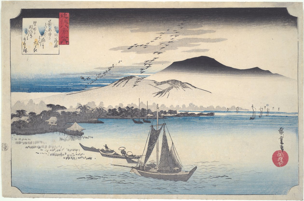Oche selvatiche in volo verso Katada, dalla serie “Otto vedute di Ōmi” da Utagawa Hiroshige