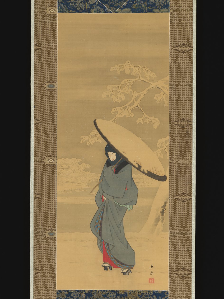 Donna che cammina nella neve da Utagawa Hiroshige