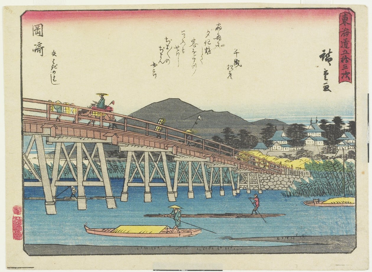Ponte Yahagi a Okazaki, 1837-1844 da Utagawa Hiroshige