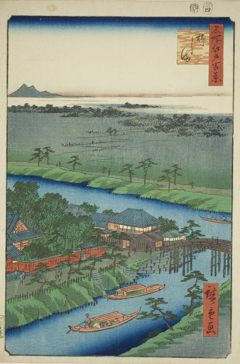 Yanagishima, dalla serie "Cento famosi vedute di Edo (Meisho Edo hyakkei)" da Utagawa Hiroshige